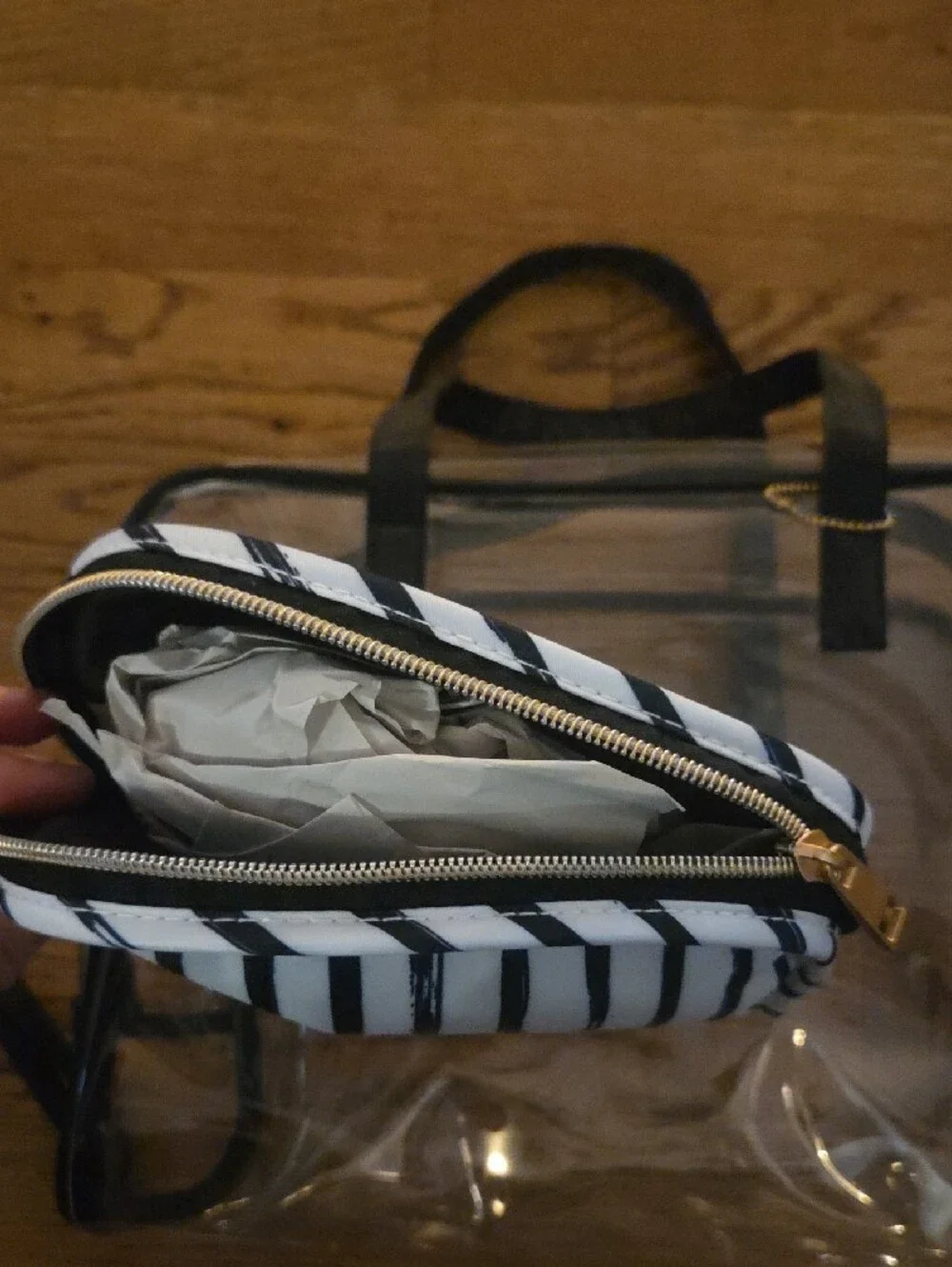 Target Clear Travel Pouch Set with Black Trim and Black-Striped Pouch